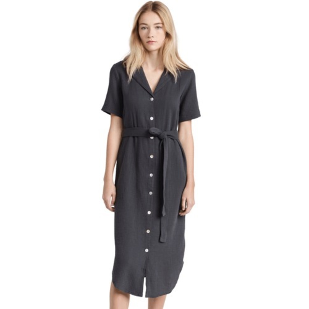 Faherty Womens Med Organic Cotton Nolita Dream Gauze Dress Washed Charcoal‎ Gray